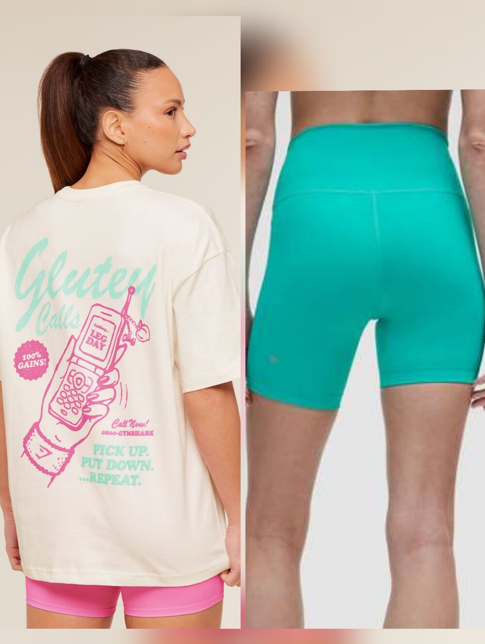 Gymshark Glutey Calls Tshirt & Lululemon Wundertrain 6" Shorts